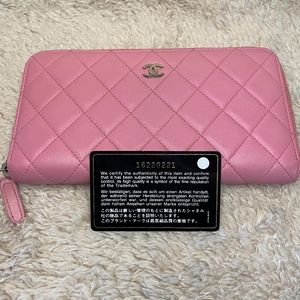 Chanel Pink Quilted Lambskin Zippy Wallet